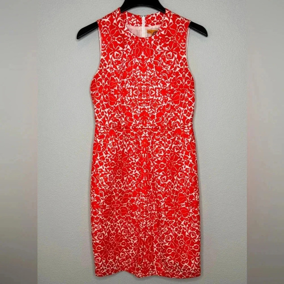 Tory Burch Dresses & Skirts - Tory Burch Silk Blend Floral Shift Dress Women size 6 Coral